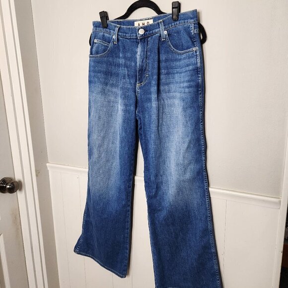 AMO Denime Florence Pleated Wide Leg Wistful Wash - Picture 1 of 6
